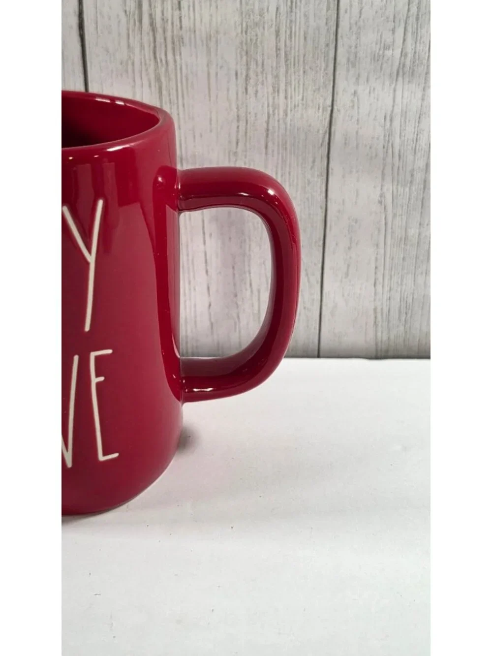 RAE DUNN PUPPY LOVE DOGGIE DOG RED COFFEE CERAMIC MUG CUP WOOF ARTISAN